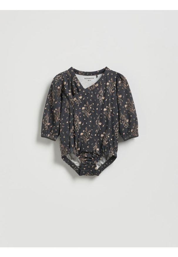 Reserved - Wzorzyste body - ciemnoszary. Kolor: szary. Materiał: bawełna, dzianina