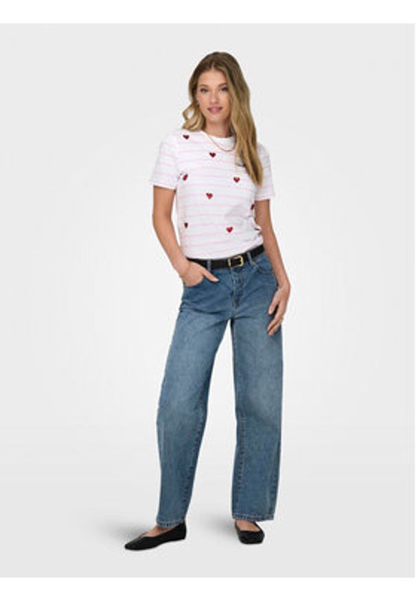 only - ONLY T-Shirt Kita 15316574 Biały Regular Fit. Kolor: biały. Materiał: bawełna
