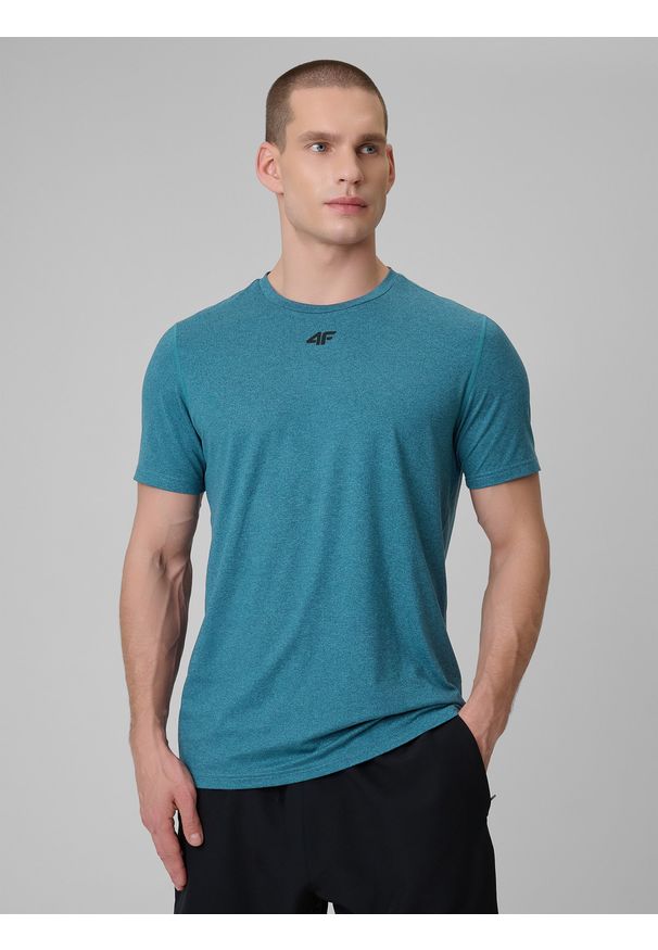 4f - 4F Koszulka treningowa regular szybkoschnąca męska - granatowa 3XL. Kolor: niebieski. Sport: fitness