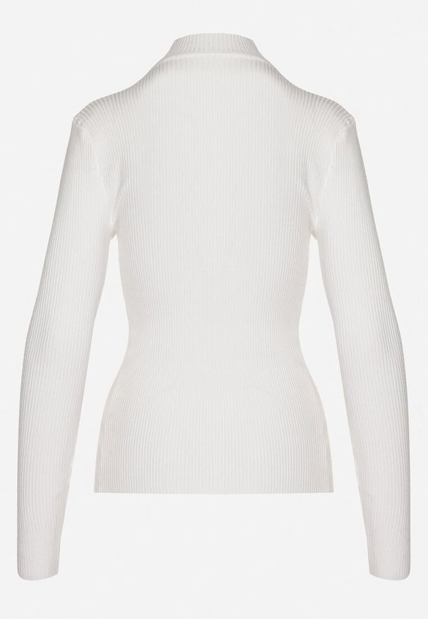 Born2be - Biały Sweter z Golfem z Ozdobnym Wycięciem Essine. Typ kołnierza: golf. Kolor: biały. Materiał: materiał. Sezon: zima