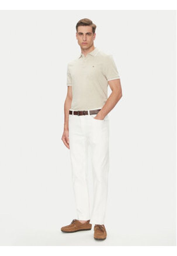 TOMMY HILFIGER - Tommy Hilfiger Polo MW0MW33140 Beżowy Regular Fit. Typ kołnierza: polo. Kolor: beżowy. Materiał: bawełna