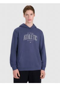 4f - 4F Bluza dresowa nierozpinana z kapturem męska - szara XL. Okazja: na co dzień. Typ kołnierza: kaptur. Kolor: szary. Materiał: dresówka. Wzór: napisy, nadruk, gładki, ze splotem. Styl: casual, sportowy #1