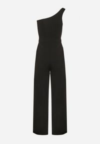 Born2be - Czarny Asymetryczny Kombinezon na Jedno Ramię z Kieszeniami Efriele. Okazja: na co dzień, na randkę. Kolor: czarny. Styl: casual #3