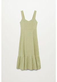 mango - Mango - Sukienka SONIA. Kolor: zielony. Materiał: tkanina, włókno. Długość rękawa: na ramiączkach. Typ sukienki: rozkloszowane #4
