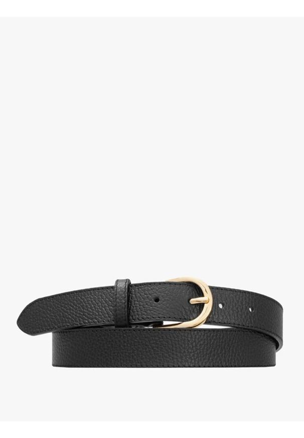 Ryłko - Czarny skórzany pasek damski. Kolor: czarny. Materiał: skóra