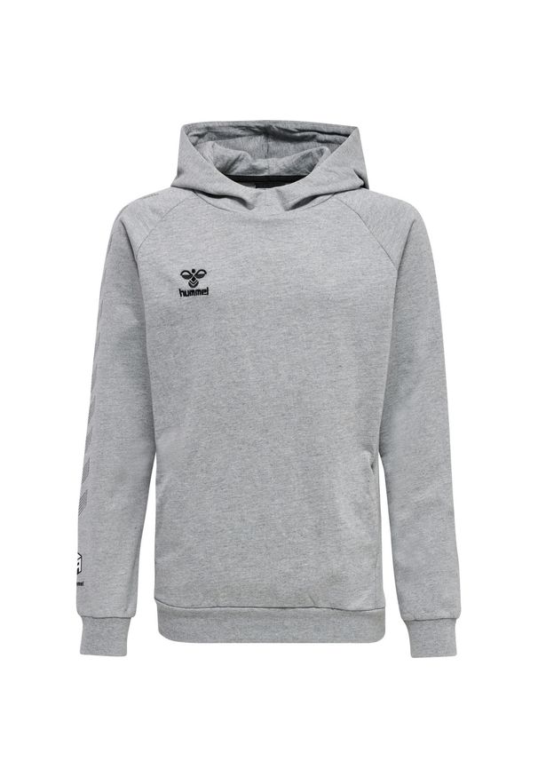 Dziecięca bawełniana bluza z kapturem Hummel Move Grid. Typ kołnierza: kaptur. Kolor: szary. Materiał: bawełna. Wzór: aplikacja. Sport: joga i pilates