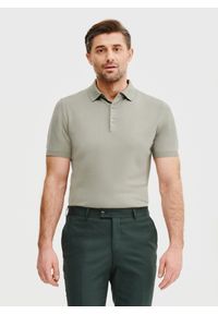 Pako Lorente - PAKO LORENTE – Zielony t-shirt polo. Okazja: na co dzień. Typ kołnierza: polo. Kolor: biały, czarny, zielony. Materiał: poliester, wiskoza. Styl: casual, elegancki #1
