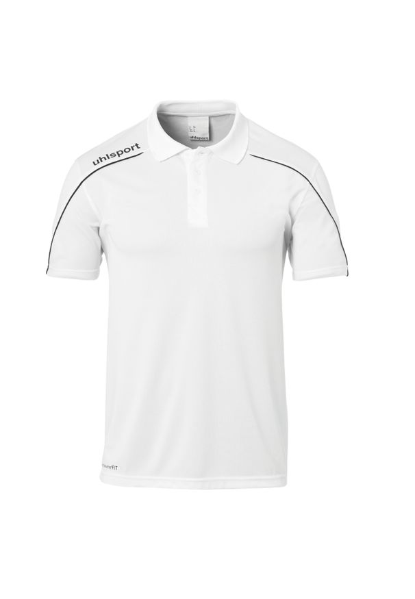 UHLSPORT - Koszulka polo dla dzieci Uhlsport Stream 22. Typ kołnierza: polo. Kolor: wielokolorowy, biały, czarny. Materiał: poliester. Sport: piłka nożna, fitness
