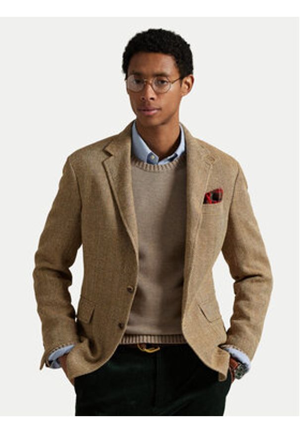 Polo Ralph Lauren Sweter 710810846036 Beżowy Regular Fit. Typ kołnierza: polo. Kolor: beżowy. Materiał: bawełna
