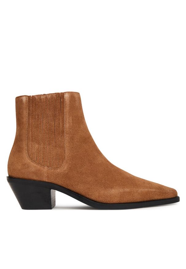 BOSS Botki Niara 50548781 Brązowy. Kolor: brązowy. Materiał: skóra, zamsz