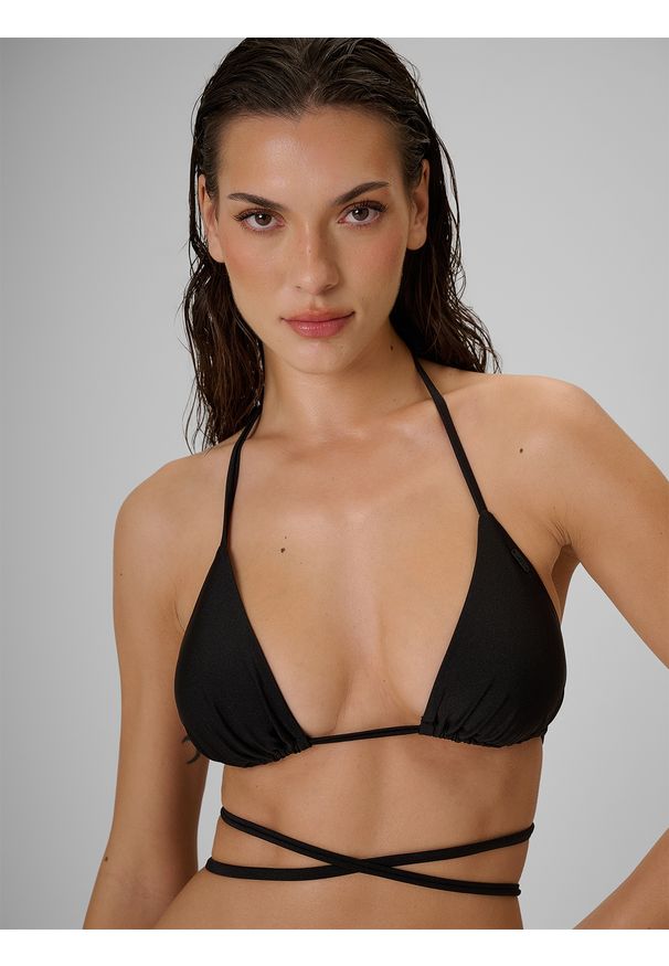 4f - 4F Góra od bikini damska - czarna XL. Kolor: czarny. Materiał: materiał