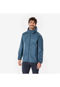 quechua - Kurtka turystyczna męska Quechua Raincut zamek. Kolor: niebieski, szary, wielokolorowy. Materiał: materiał, poliester. Sport: turystyka piesza