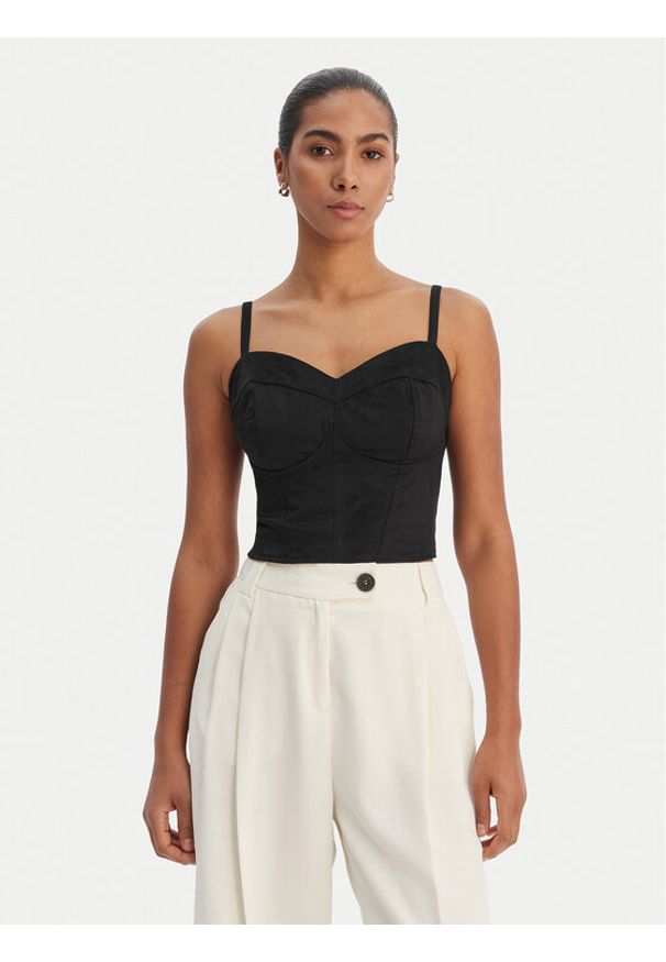 Guess Top W6RH03 WJ472 Czarny Slim Fit. Kolor: czarny. Materiał: syntetyk