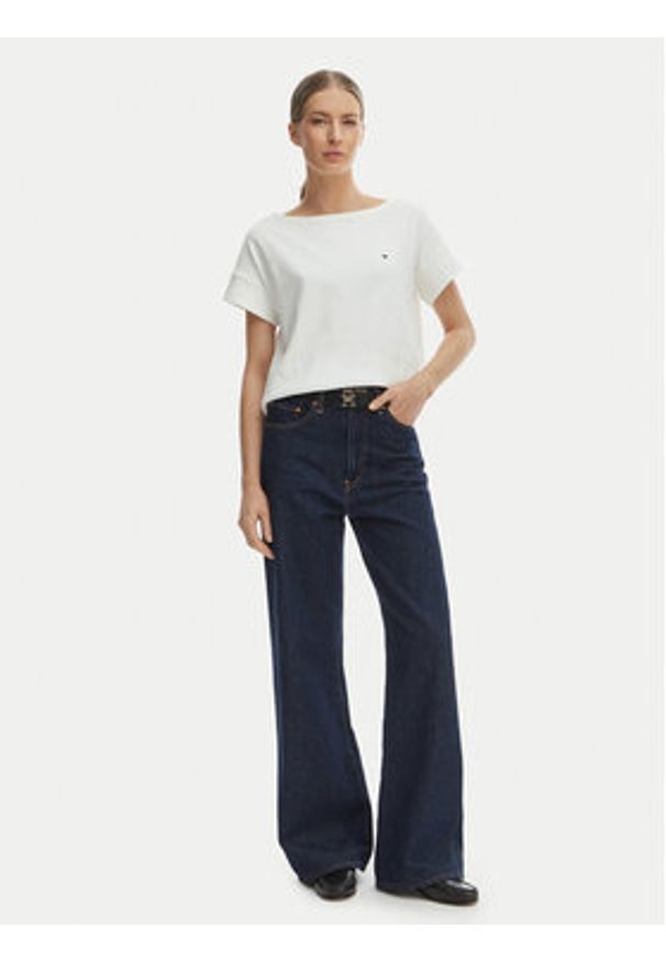 TOMMY HILFIGER - Tommy Hilfiger T-Shirt WW0WW49723 Écru Loose Fit. Kolor: kremowy. Materiał: bawełna