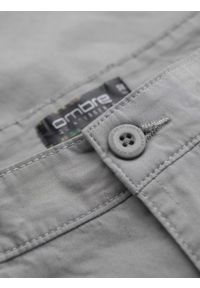 Ombre Clothing - Szorty klasyczne męskie chino z podwiniętą nogawką - szare V12 OM-SRCS-0197 - XXL. Kolor: szary. Materiał: bawełna, elastan. Sezon: lato. Styl: klasyczny #6