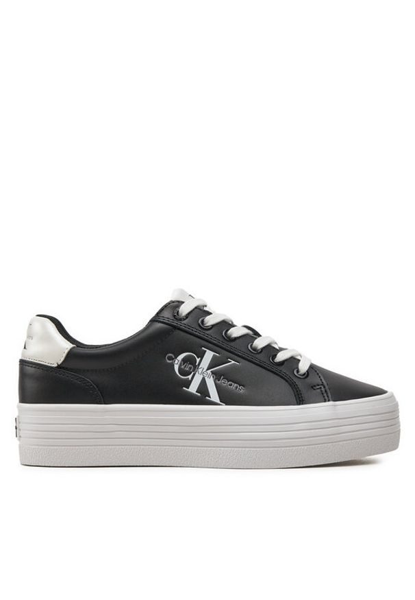 Calvin Klein Jeans Sneakersy Vulc Flatform Laceup Lth YW0YW01474 Czarny. Kolor: czarny. Materiał: skóra