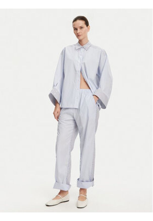 Munthe Spodnie materiałowe Fidda 251142725126 Błękitny Loose Fit. Kolor: niebieski. Materiał: bawełna