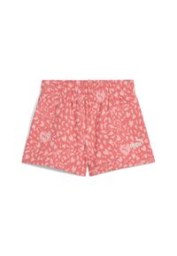 Puma - Młodzieżowe szorty Flaming Love z wysokim stanem PUMA Peach Frost Red. Stan: podwyższony. Kolor: czerwony. Wzór: nadruk