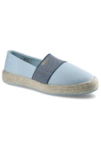 Big-Star - Espadryle damskie Big Star, wsuwany fason cholewka tekstylna niska cholewka przed kostkę elastyczna guma dopasowująca pleciona podeszwa typu espadryl. Okazja: na spacer, na co dzień. Wysokość cholewki: przed kostkę. Zapięcie: pasek. Kolor: niebieski. Materiał: guma. Szerokość cholewki: normalna. Sezon: lato. Styl: casual, klasyczny, wakacyjny #1