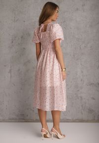 Renee - Różowa Rozkloszowana Sukienka z Tencelu w Stylu Baby Doll w Kwiatowy Print Harele. Okazja: na co dzień. Kolor: różowy. Wzór: nadruk, kwiaty. Typ sukienki: rozkloszowane. Materiał: poliester. Długość rękawa: krótki rękaw. Sezon: lato. Styl: casual. Długość: mini #7