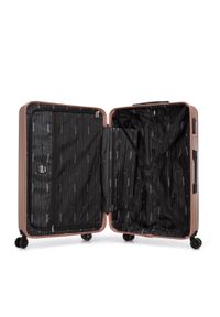 Wittchen - Duża walizka z ABS-u w ukośne paski pudrowy róż. Kolor: różowy. Materiał: poliester. Wzór: paski #6