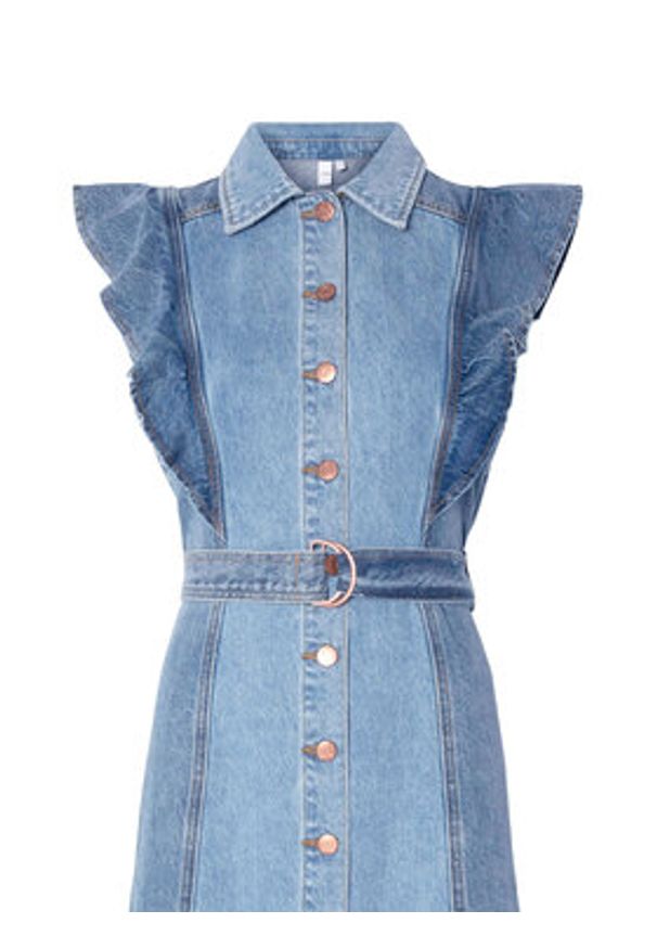 YAS Sukienka jeansowa Cawi 26037659 Niebieski Regular Fit. Kolor: niebieski. Materiał: bawełna