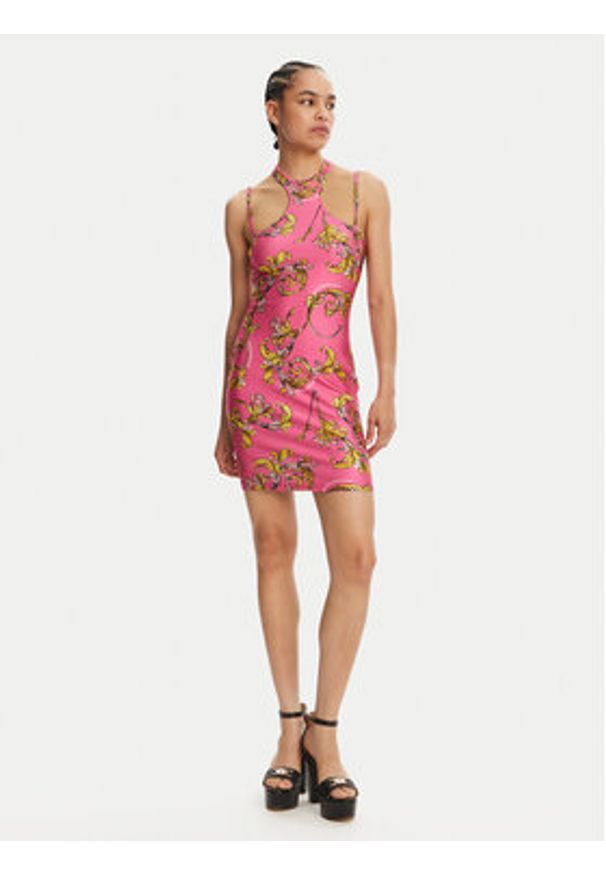 Versace Jeans Couture Sukienka koktajlowa 78HAO914 Różowy Slim Fit. Kolor: różowy. Materiał: syntetyk. Styl: wizytowy