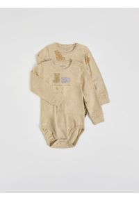 Reserved - Bawełniane body 2 pack - beżowy. Kolor: beżowy. Materiał: bawełna