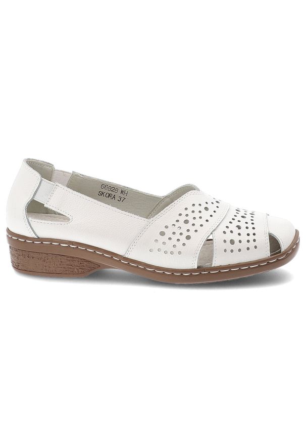 Półbuty damskie Vinceza, cholewka ze skóry naturalnej licowej z perforacją wsuwane na płaskiej podeszwie, białe, 66928. Okazja: na co dzień. Zapięcie: bez zapięcia. Kolor: biały. Szerokość cholewki: normalna. Wzór: ażurowy. Materiał: skóra. Sezon: lato. Obcas: na płaskiej podeszwie. Styl: elegancki, klasyczny, casual