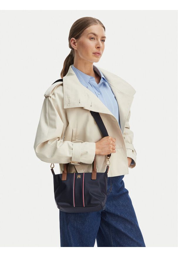 TOMMY HILFIGER - Tommy Hilfiger Torebka Popette Mini Tote Corp AW0AW17707 Granatowy. Kolor: niebieski