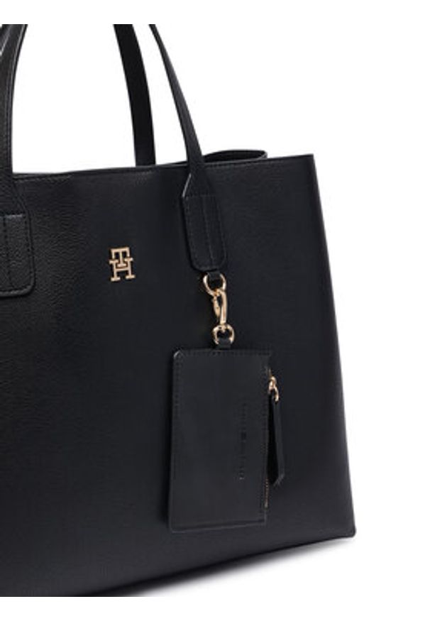 TOMMY HILFIGER - Tommy Hilfiger Torebka Th Icon Satchel AW0AW18723 Czarny. Kolor: czarny. Materiał: skórzane