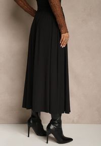 Renee - Czarna Rozkloszowana Spódnica z Bawełny Tussala. Kolor: czarny. Materiał: bawełna. Styl: elegancki #2
