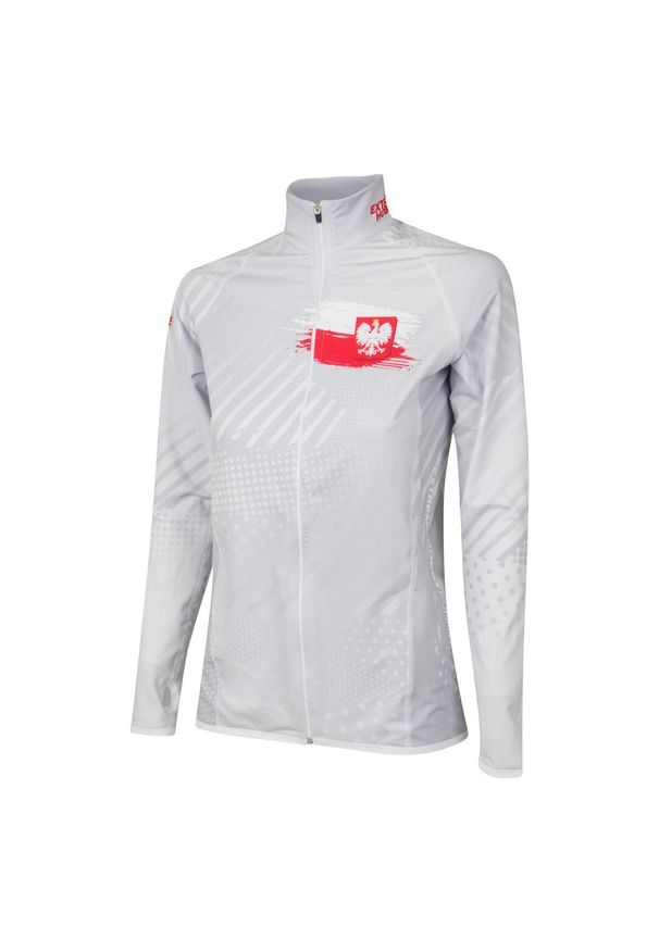 Bluza damska do biegania rozpinana EXTREME HOBBY POLSKA PRIME. Kolor: biały. Materiał: poliester, elastan. Sezon: jesień, wiosna. Sport: bieganie