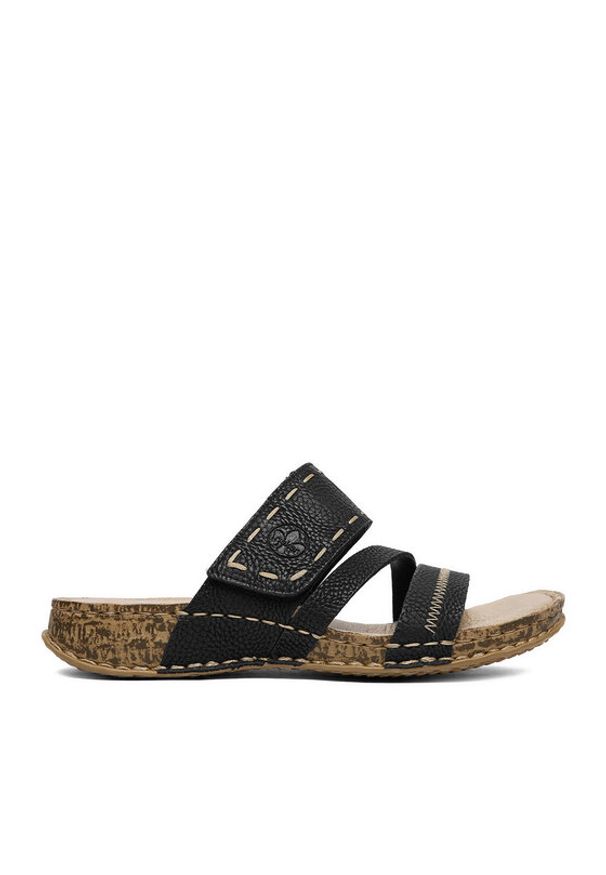 Rieker Klapki 61150-01 Czarny. Kolor: czarny. Materiał: skóra