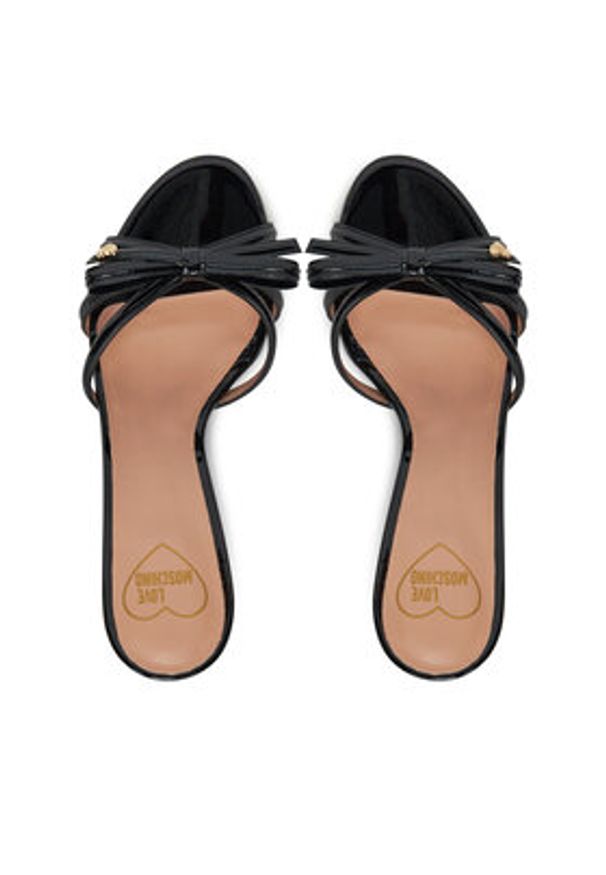 Love Moschino - LOVE MOSCHINO Klapki JA28036G1MIH0000 Czarny. Kolor: czarny. Materiał: skóra