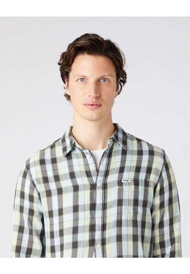 Wrangler - WRANGLER SHACKET MĘSKA KOSZULA W KRATĘ DŁUGI RĘKAW 112146099. Długość rękawa: długi rękaw. Długość: długie