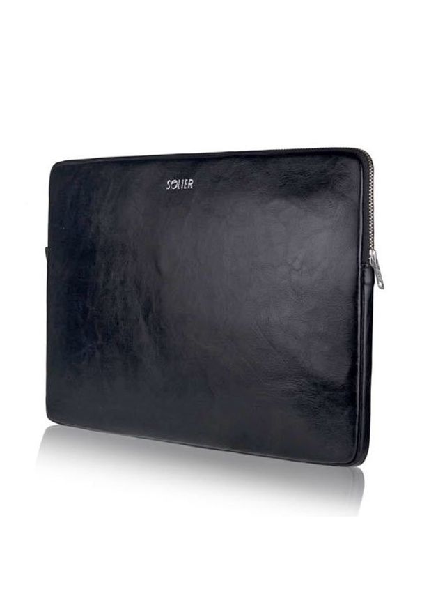 Skórzany pokrowiec etui na laptopa 13 cali Solier SA23 Czarny. Kolor: czarny. Materiał: skóra. Wzór: paski. Styl: elegancki