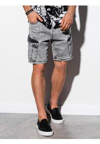 Ombre Clothing - Krótkie spodenki męskie jeansowe - szare - Rozmiar: L. Okazja: na co dzień. Kolor: szary. Materiał: jeans. Długość: krótkie. Sezon: wiosna, lato. Styl: casual