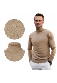 Bawełniany Męski Golf - Pako Jeans - Melanżowy Beż. Typ kołnierza: golf. Kolor: beżowy, brązowy, wielokolorowy. Materiał: bawełna. Wzór: melanż. Styl: klasyczny #5