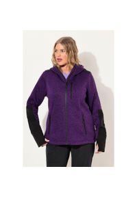 ULLA POPKEN - Damskie Kurtka polarowa odblaskowe nadruki kaptur otwór na kciuk. Kolekcja: plus size. Kolor: fioletowy. Materiał: poliester, materiał. Wzór: nadruk #1