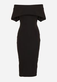 Born2be - Czarna Klasyczna Dopasowana Sukienka z Wywiniętym Dekoltem Luvlia. Okazja: na randkę, na spacer. Kolor: czarny. Materiał: tkanina. Wzór: gładki. Typ sukienki: proste. Styl: klasyczny #5