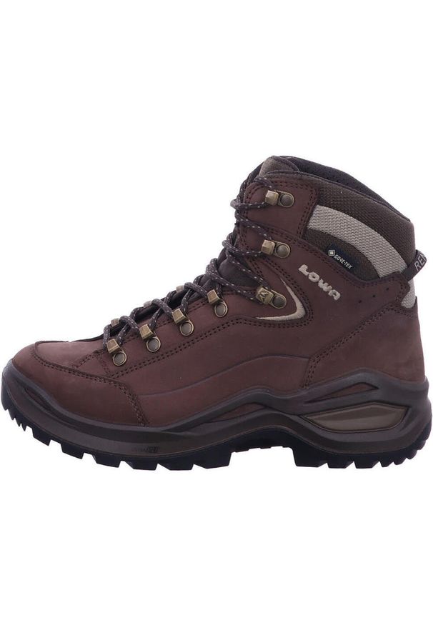 Buty trekkingowe damskie Lowa Renegade Evo Mid Gtx. Wysokość cholewki: za kostkę. Kolor: brązowy. Materiał: zamsz. Szerokość cholewki: normalna