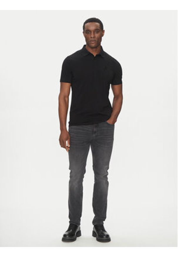 Karl Lagerfeld - KARL LAGERFELD Polo 745750 500221 Czarny Regular Fit. Typ kołnierza: polo. Kolor: czarny. Materiał: bawełna