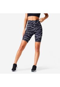 DOMYOS - Spodenki fitness damskie Domyos. Kolor: czarny. Materiał: poliester, materiał, elastan. Sport: fitness #1