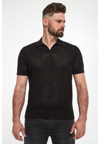 Karl Lagerfeld - Polo męskie z dzianiny ażurowej KARL LAGERFELD. Typ kołnierza: polo. Materiał: dzianina. Wzór: ażurowy #4