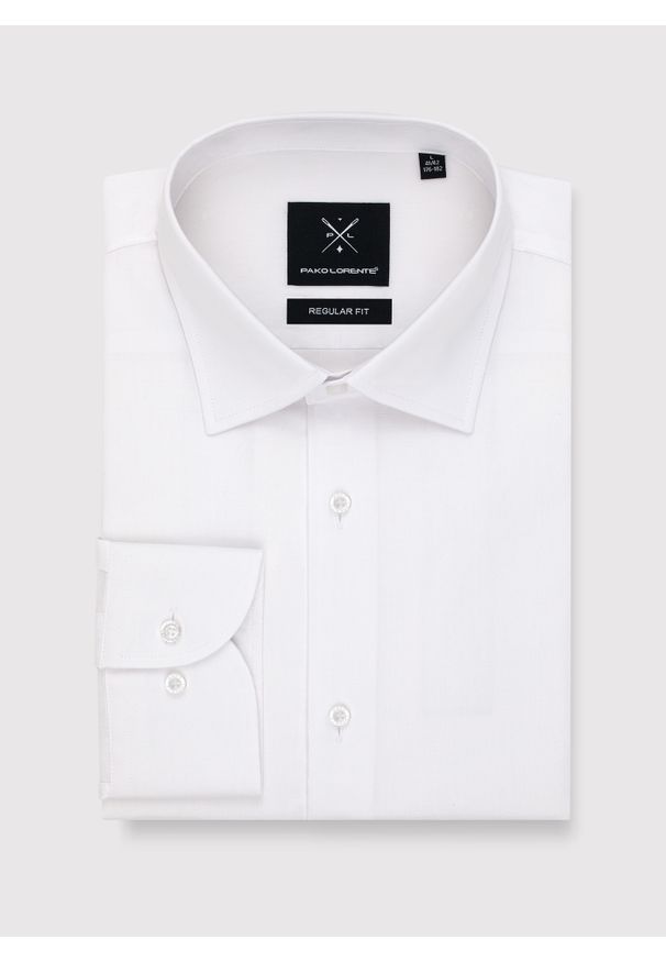 Pako Lorente - PAKO LORENTE – Biała koszula męska z długim rękawem. Kolor: biały. Materiał: bawełna. Długość rękawa: długi rękaw. Długość: długie. Wzór: gładki