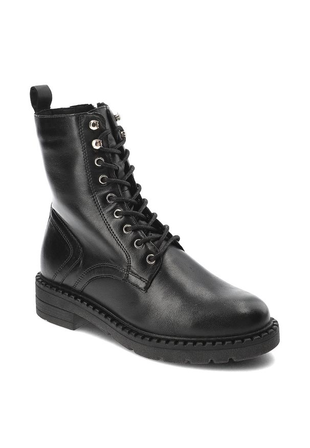 Czarne Botki Marco Tozzi Buty Ocieplane Damskie. Okazja: na co dzień. Kolor: czarny. Materiał: skóra. Obcas: na obcasie. Styl: casual, klasyczny, elegancki. Wysokość obcasa: niski