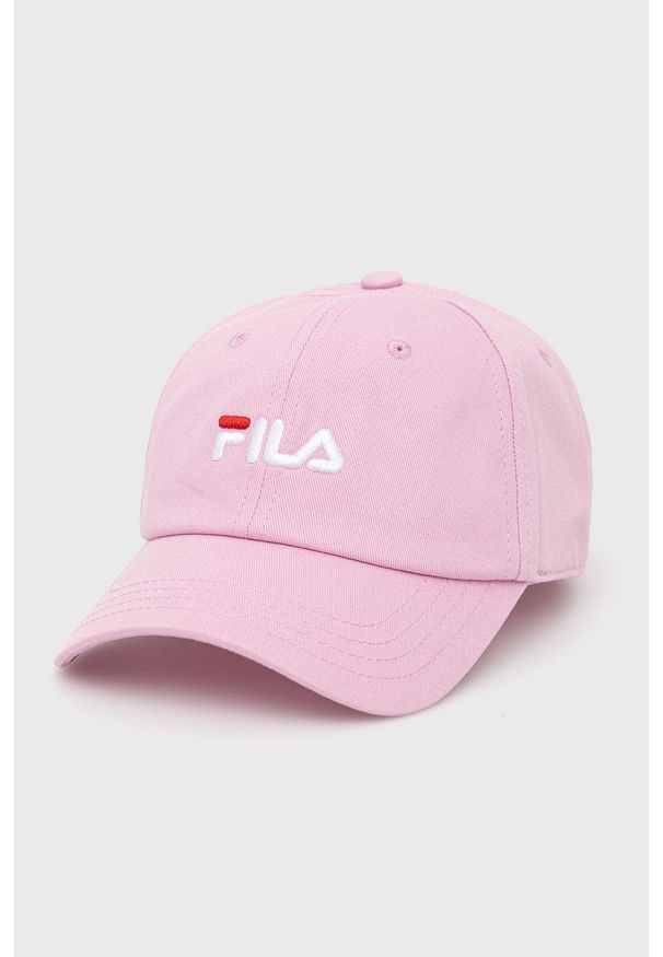 Fila czapka bawełniana dziecięca kolor różowy gładka. Kolor: różowy. Materiał: bawełna. Wzór: gładki