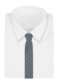 Męski Krawat - Srebro, Grochy - Angelo di Monti. Materiał: tkanina. Wzór: grochy. Styl: wizytowy, elegancki