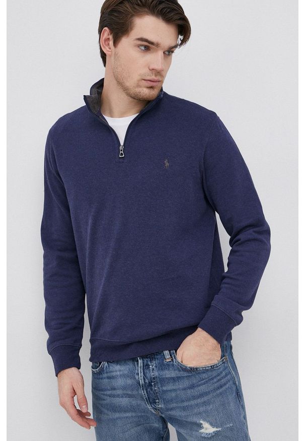 Polo Ralph Lauren Bluza męska kolor granatowy gładka. Okazja: na co dzień. Typ kołnierza: polo. Kolor: niebieski. Materiał: dzianina, materiał. Długość: krótkie. Wzór: gładki. Styl: casual
